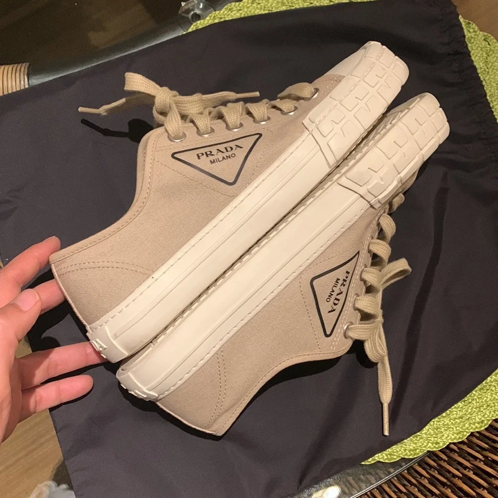 Prada Low Top Beige Sneakers Size 39.5 - Picture 10 of 17